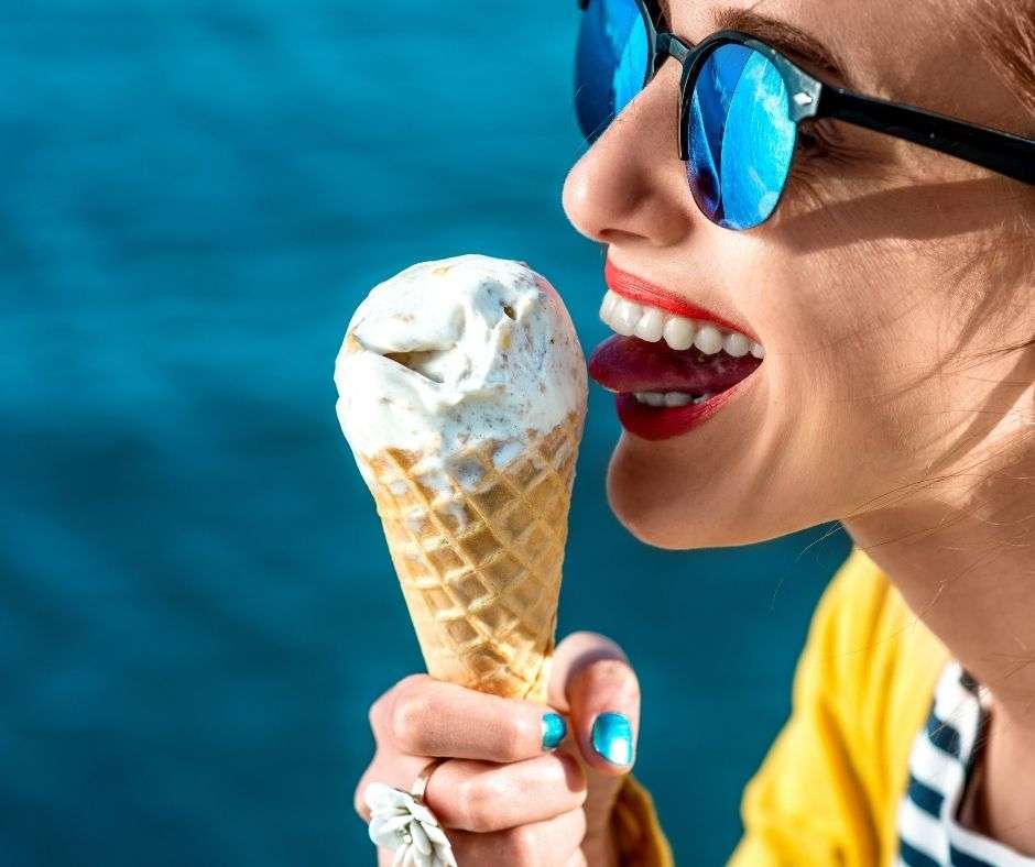 woman licking ice cream